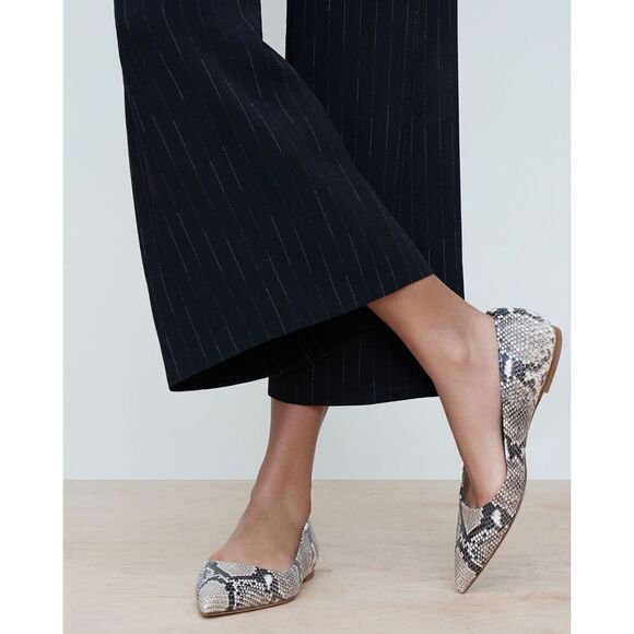 MM Lafleur Rowan‎ Embossed Snakeskin Flats NWOB New Women's 35 Italian Leather - Picture 1 of 12